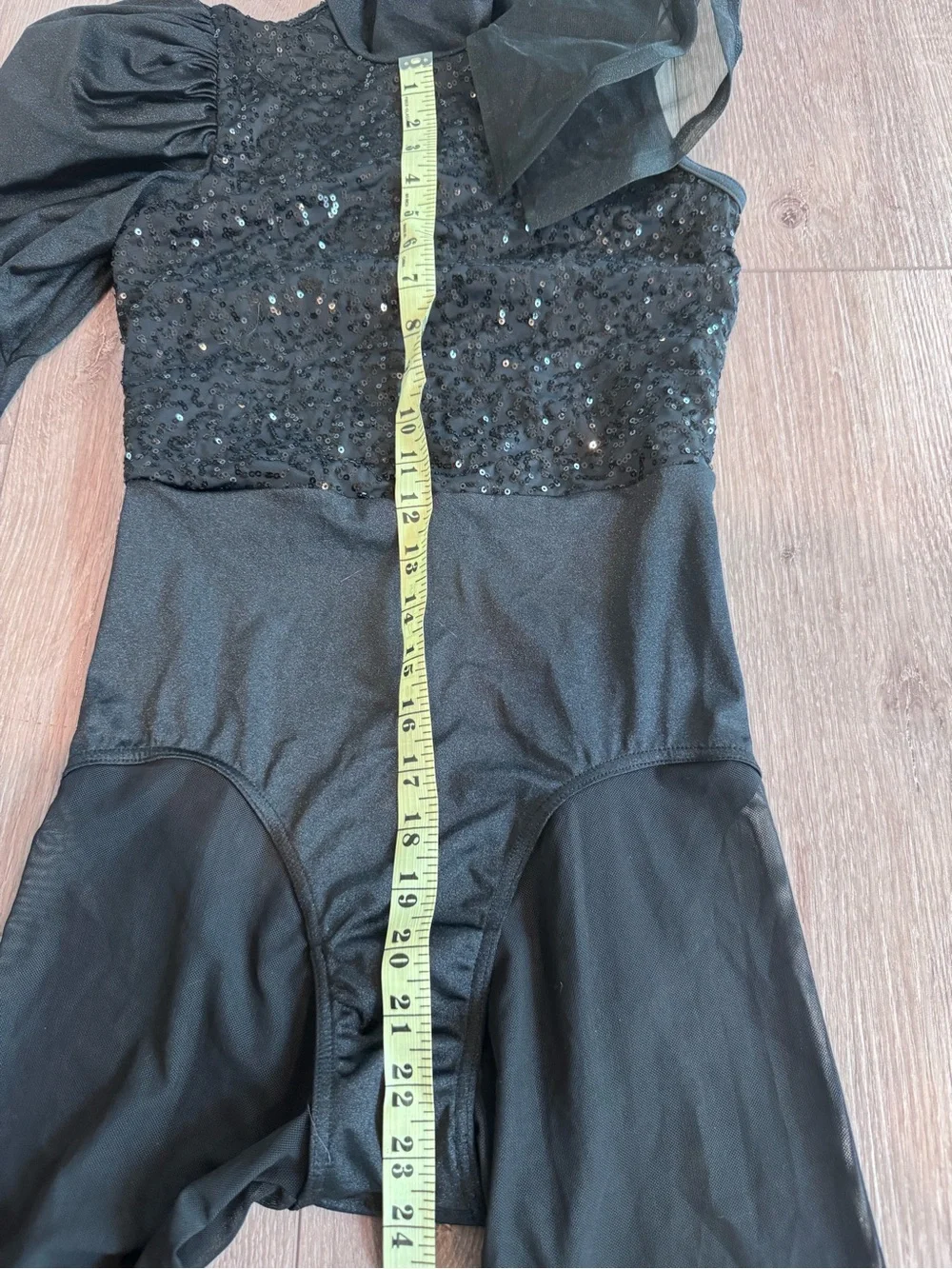 Weissman Black Sequin One-Shoulder Dance Costume
